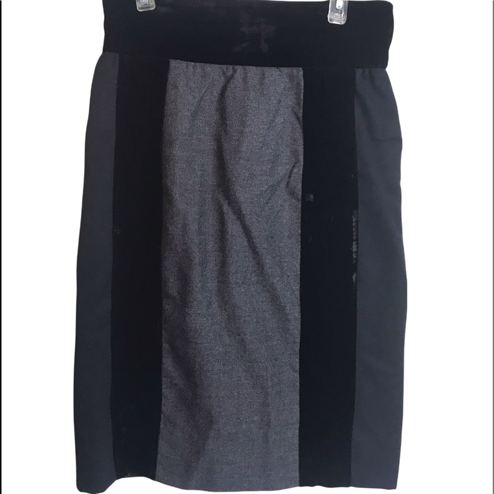VALENTINO Boutique Pencil Skirt Vintage 80s Wool Velvet Colour Block Italy Zip